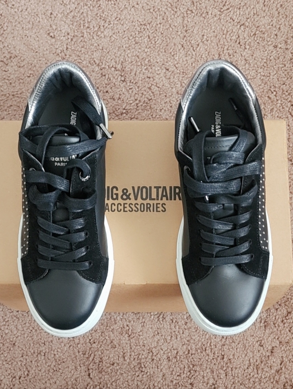 Zadig & Voltaire Black and White Women's Low-Top Sneakers